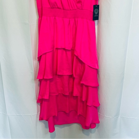 Vince Camuto Tiered NEON Pink Layered Flattering Midi Dress- Size Large NWT's - Picture 10 of 12